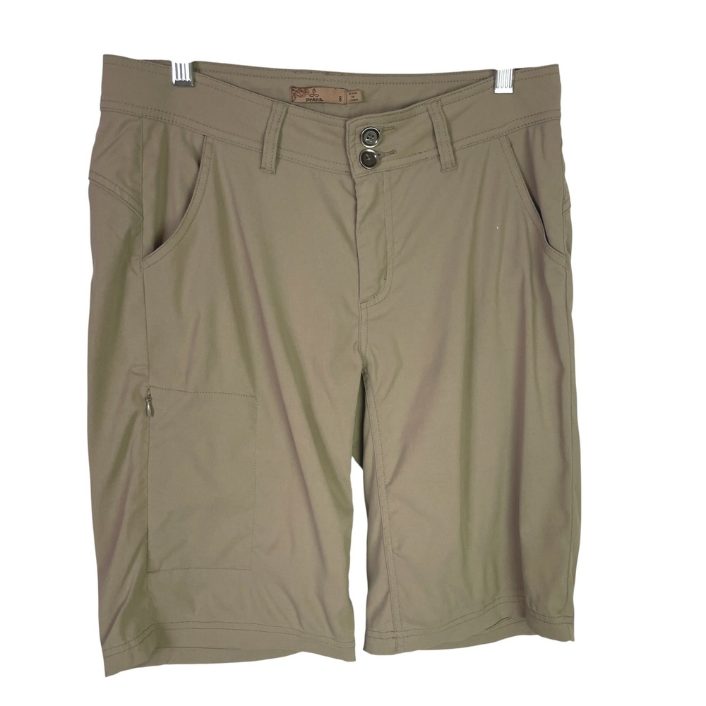 Prana Womens Halle Bermuda Shorts Size 8 Khaki Stretch 11" Cargo Hiking Zion